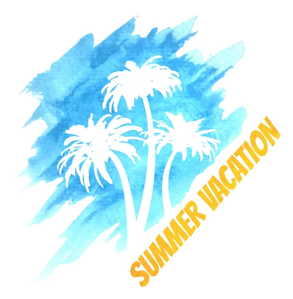 Watercolor Summer Vacation Palms — Stock Vector