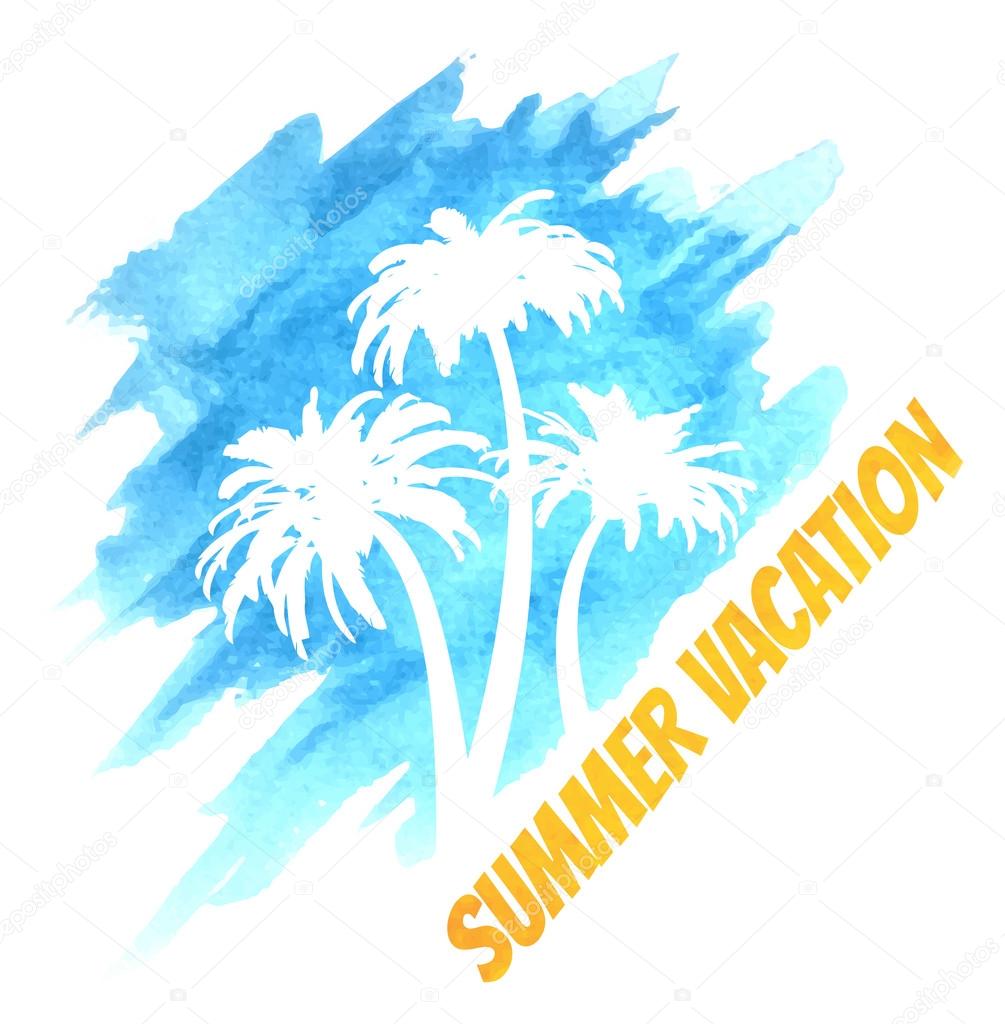 Watercolor Summer Vacation Palms