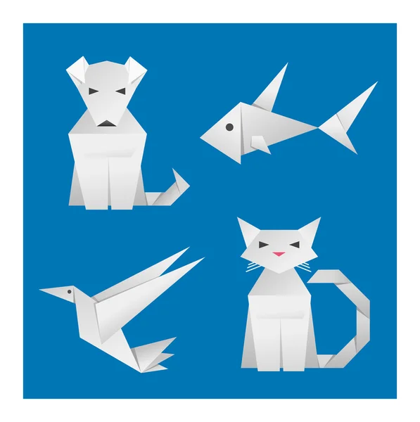 Paper Origami Animals — Stock Vector