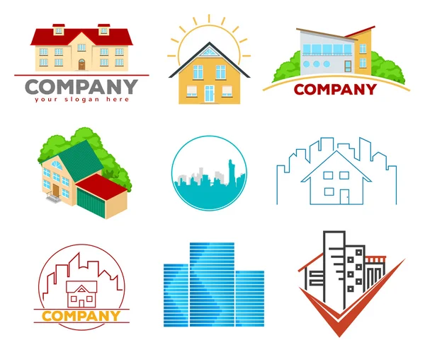Emblèmes et logos immobiliers — Image vectorielle