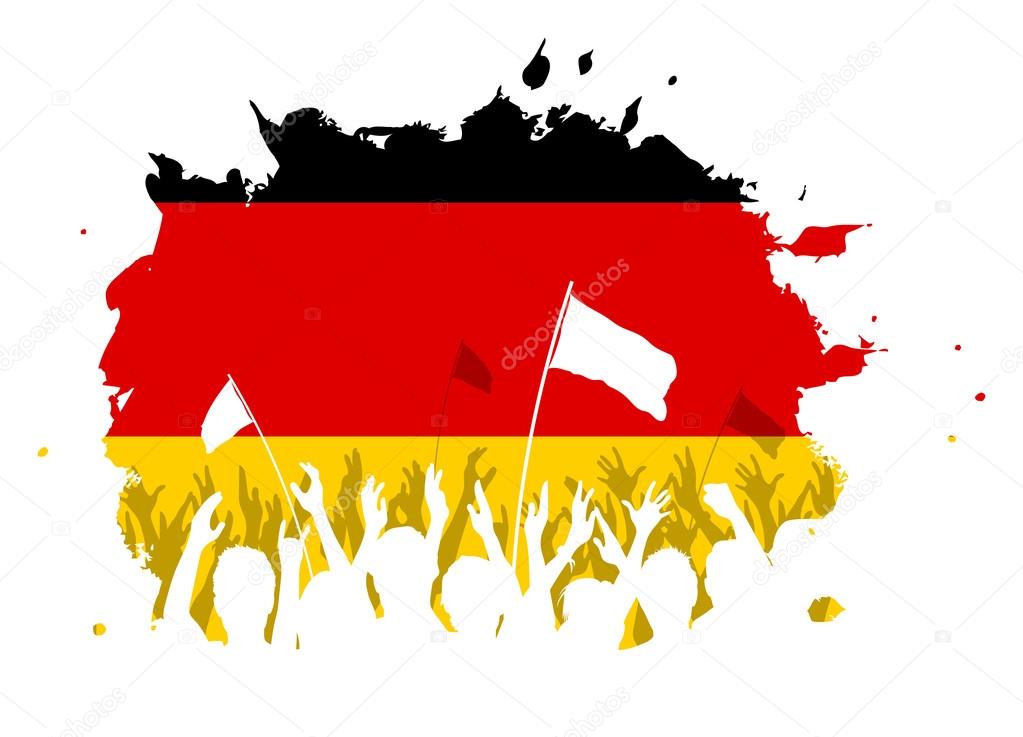Celebrating Crowd with German flag