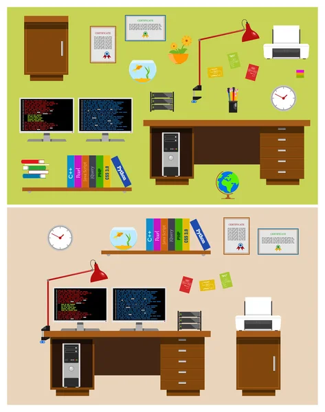 Programmer Office Space — Stock Vector