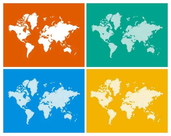 Mapa del mundo en 4 estilos — Archivo Imágenes Vectoriales