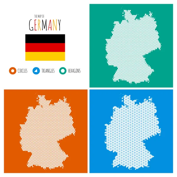 Alemania Mapa en 3 Estilos — Archivo Imágenes Vectoriales