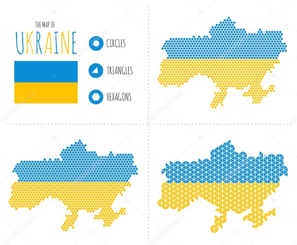 Ukraine Map in 3 Styles