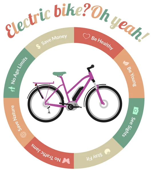 Obter na bicicleta elétrica —  Vetores de Stock