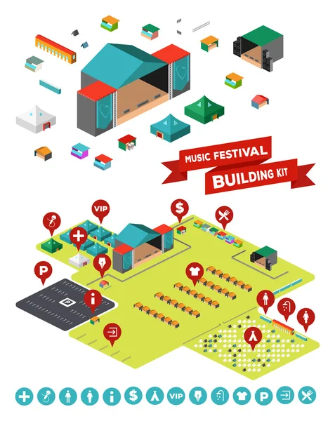 Muziek Festival bouwpakket — Stockvector