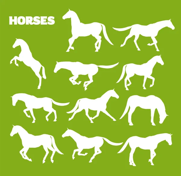 Hästar i olika poser — Stock vektor