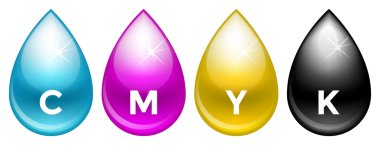 CMYK izole üzerinde beyaz arka plan damla
