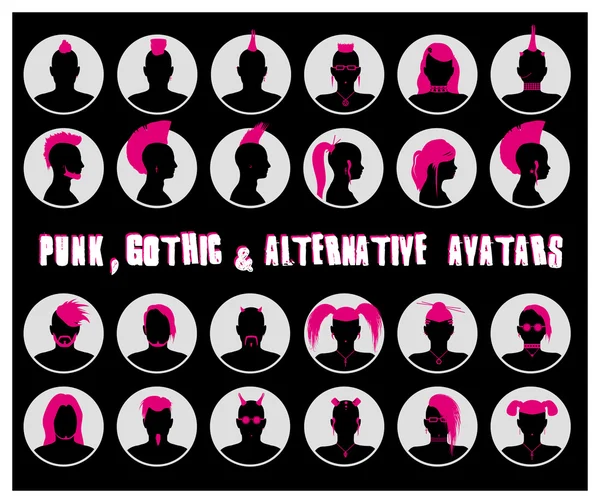 Goth anonyme, punk et avatars alternatifs — Image vectorielle