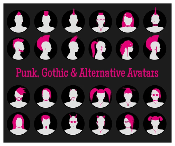 Goth anonyme, punk et avatars alternatifs — Image vectorielle