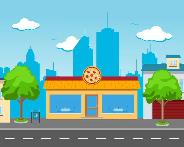 Pizzacafé in der Straße — Stockvektor