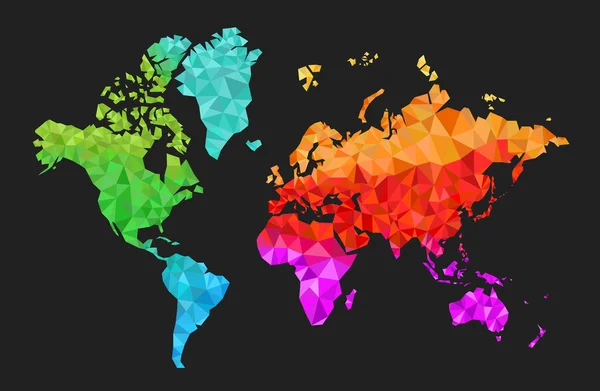 Geometrische Weltkarte in Farben — Stockvektor