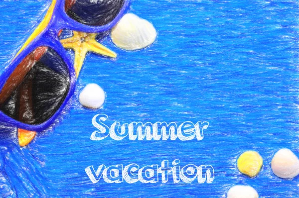 Літні канікули ілюстрація з сонцезахисними окулярами — стокове фото