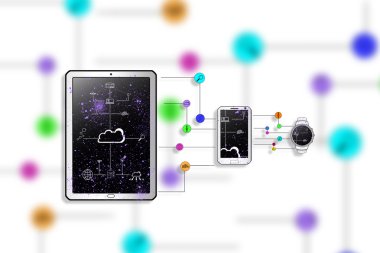 Akıllı araçlar veri iletişim illüstrasyon