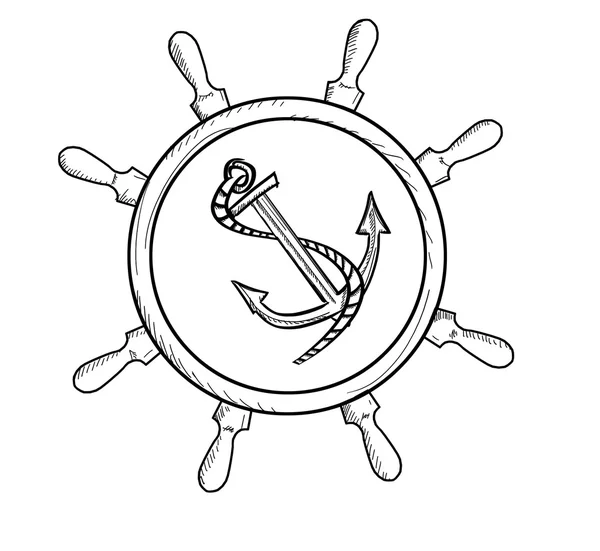 Grafische illustratie van anker en roer voor een logo — Stockfoto