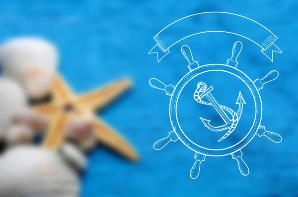Grafische illustratie van anker en roer voor een logo — Stockfoto