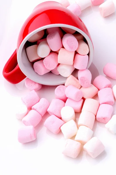 Růžové a bílé mini marshmallows — Stock fotografie
