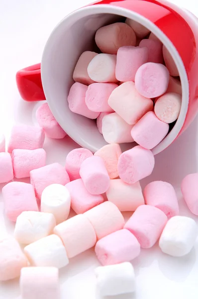 Růžové a bílé mini marshmallows — Stock fotografie