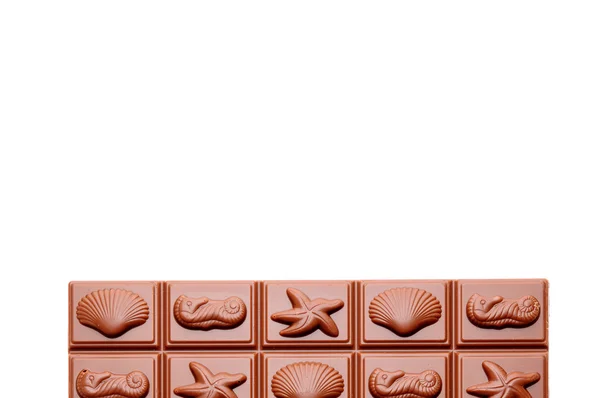 Cioccolato su sfondo bianco con posto per il testo — Foto Stock