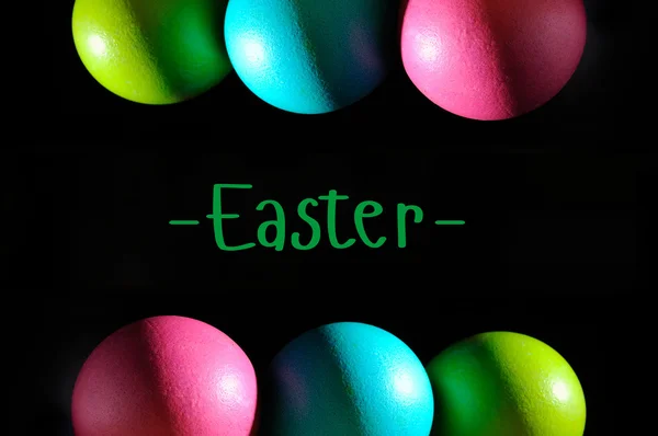Easter color eggs on white with place for sample text — Stock Photo, Image