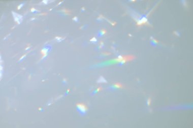 Beyaz duvarda bulanık gökkuşağı ışık kırılması dokusu