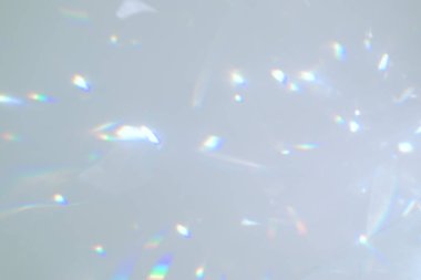 Beyaz duvarda bulanık gökkuşağı ışık kırılması dokusu