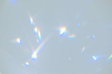 Beyaz duvarda bulanık gökkuşağı ışık kırılması dokusu