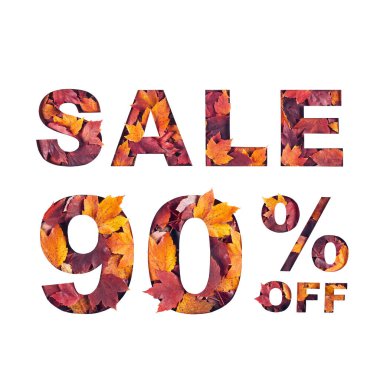  Kırmızı sonbahar akçaağaç yapraklarının dokusuyla dolu metin indirimi% 90.