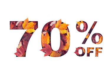  Kırmızı akçaağaç yapraklarının dokusuyla dolu metinlerde yüzde 70 indirim