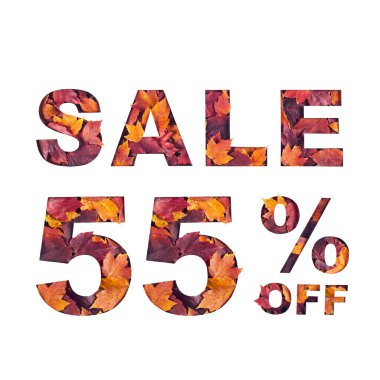  % 55 indirimli kırmızı akçaağaç yapraklarıyla dolu.