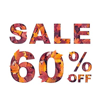  Kırmızı akçaağaç yapraklarının dokusuyla dolu metin indirimi% 60.