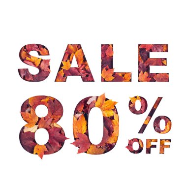  Kırmızı sonbahar akçaağaç yapraklarının dokusuyla dolu metin indirimi% 80.