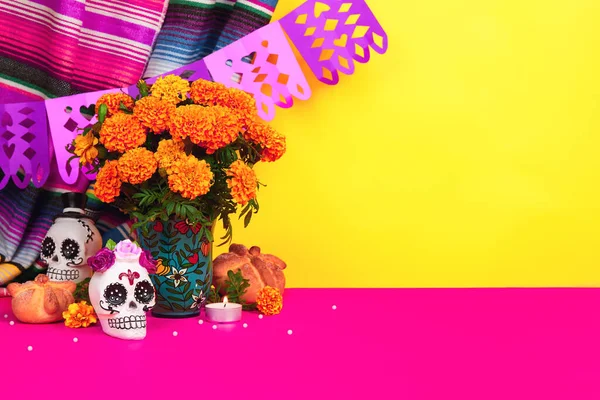 Giorno dei morti, Dia De Los Muertos Celebrazione Sfondo — Foto Stock