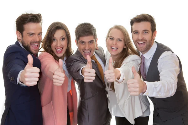 Grupo de equipe de negócios com polegares para cima — Fotografia de Stock