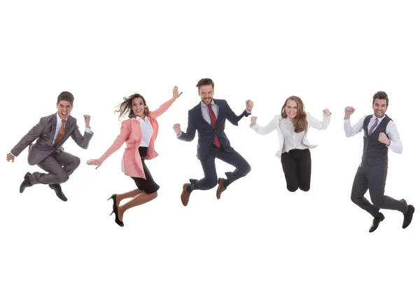 Business team group jumping for success — Stock Photo, Image