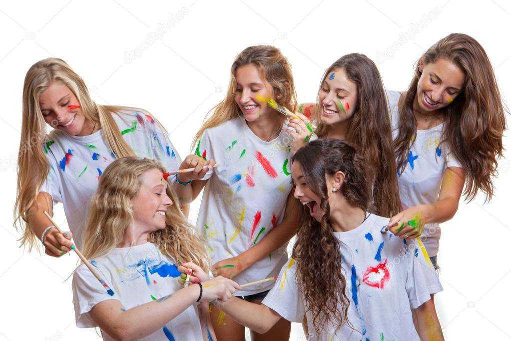 group of kids having fun with messy paint