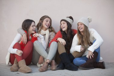 group of trendy happy teens clipart