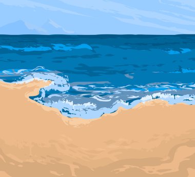 Plaj sahne vektör doğa deniz manzarası arka plan