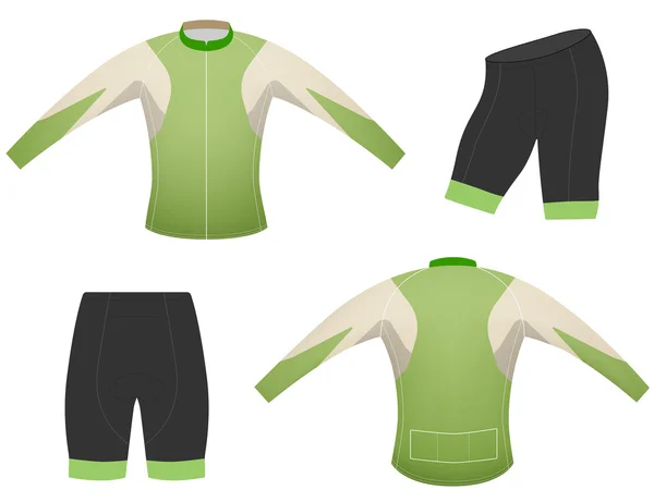 Zelená s dlouhým rukávem sportovní tričko — Stockový vektor