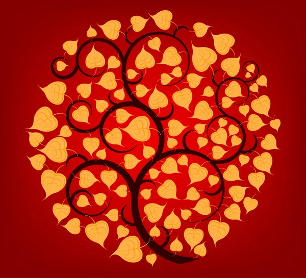 Scène de feuilles sur rouge — Image vectorielle
