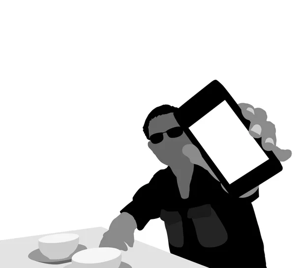 Hombre mostrando la pantalla del teléfono inteligente — Vector de stock