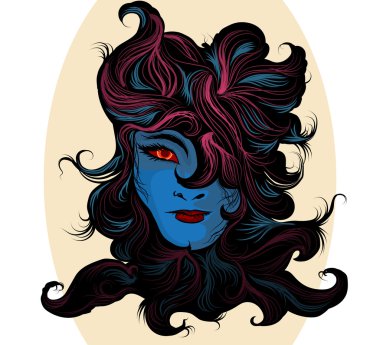 Güzel cadı kadın sahne