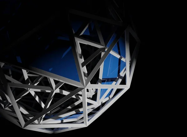 暗色场景中的蓝色球体3D渲染抽象壁纸背景 — 图库照片