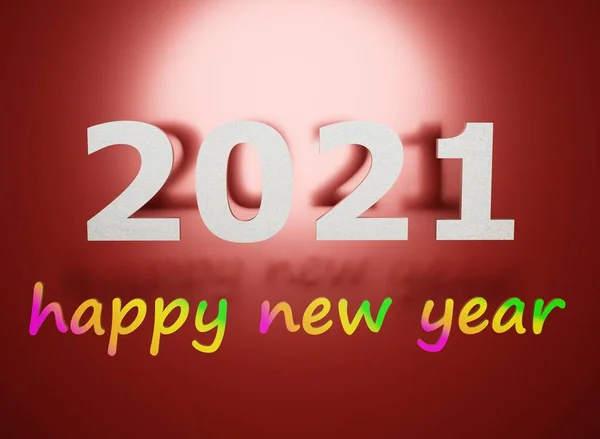 2021 Happy New Year Red Backdrop Rendering Wallpaper Background — Stock Photo, Image