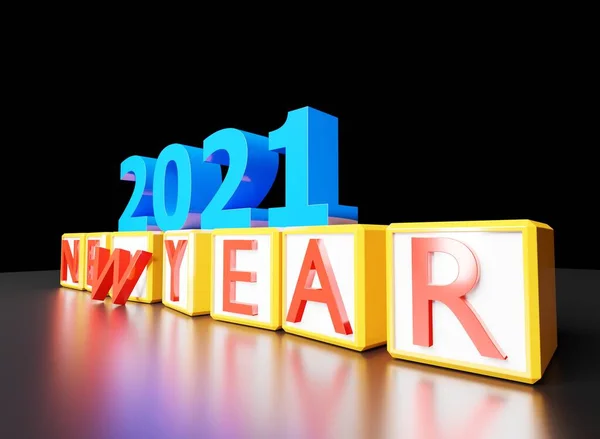 2021 Happy New Year Black Scene Rendering Wallpaper Background — Stock Photo, Image