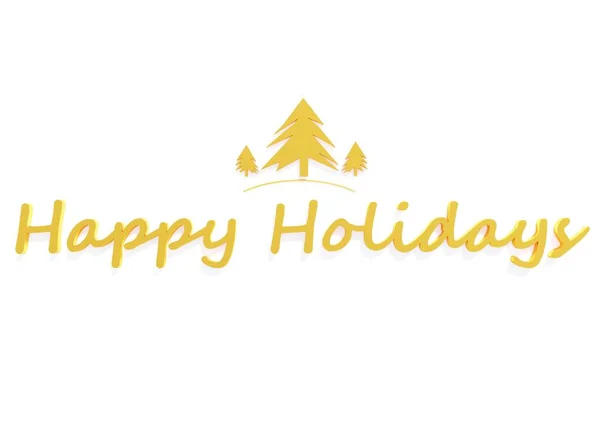 Happy Holidays Złote Kolory Białej Scenie Renderowania Tapety Tło — Zdjęcie stockowe