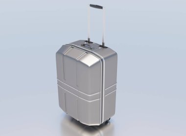 Gümüş renkler büyük bavul tasarımı 3D duvar kağıdı oluşturma arkaplanı