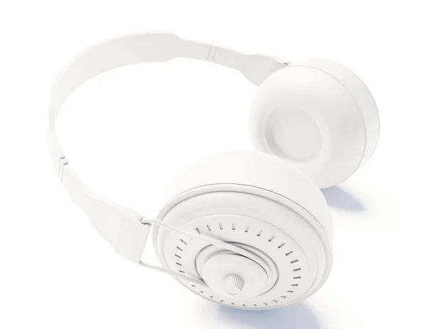 白いシーンの白いヘッドフォン3Dレンダリング技術 Alliphonewallpapers Net — ストック写真