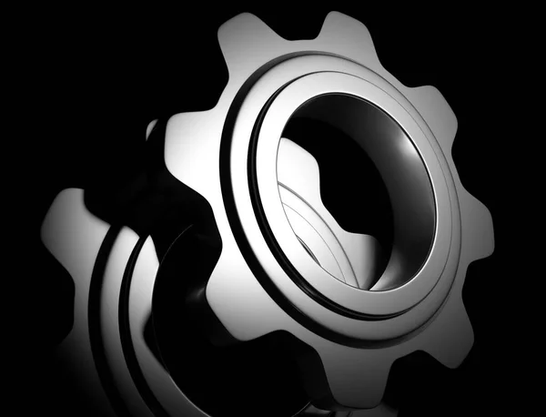 Metal Cogwheel Dark Scene Rendering Mechanical Wallpaper Background — Stock Photo, Image